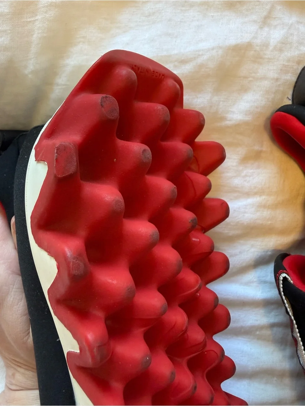 Christian Louboutin Black and Red Slip-On Sneakers